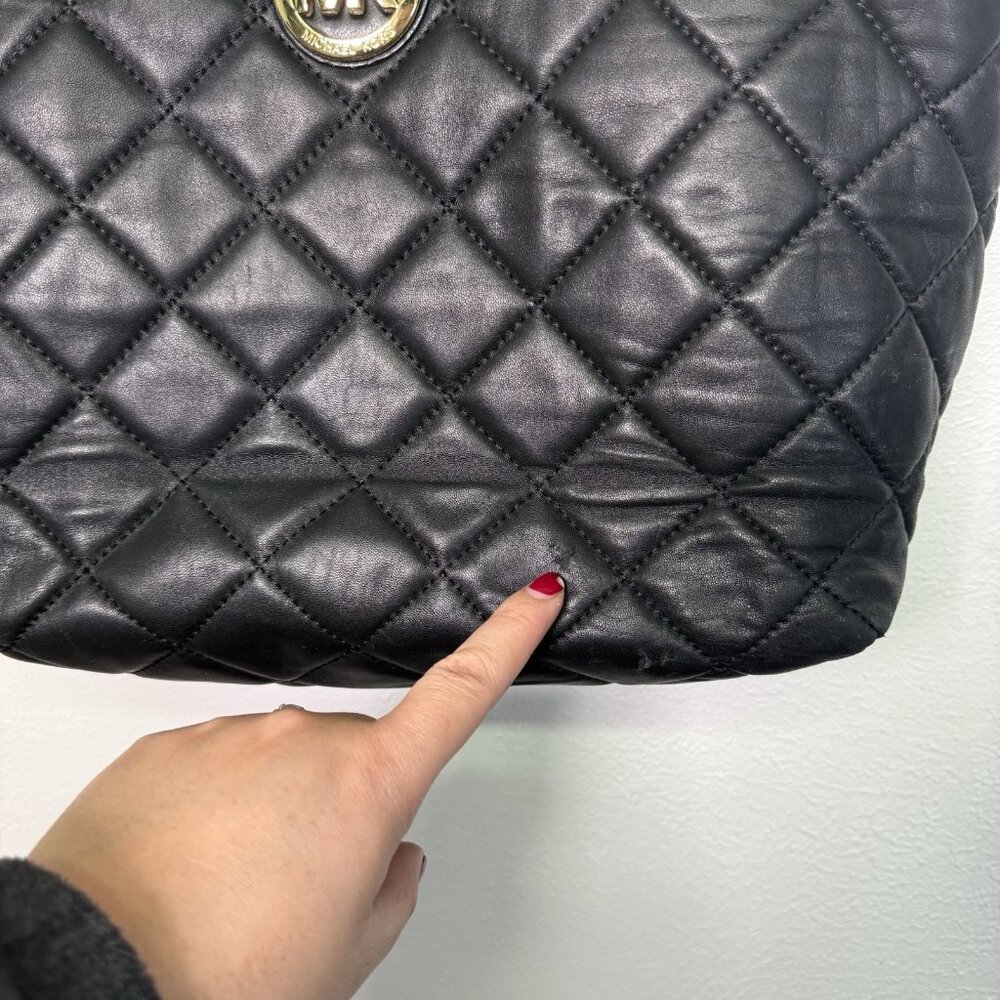 Michael Kors Fulton  Quilted Soft Luxury Leather Tote Bag Handbag Purse Classic - Picture 4 of 16